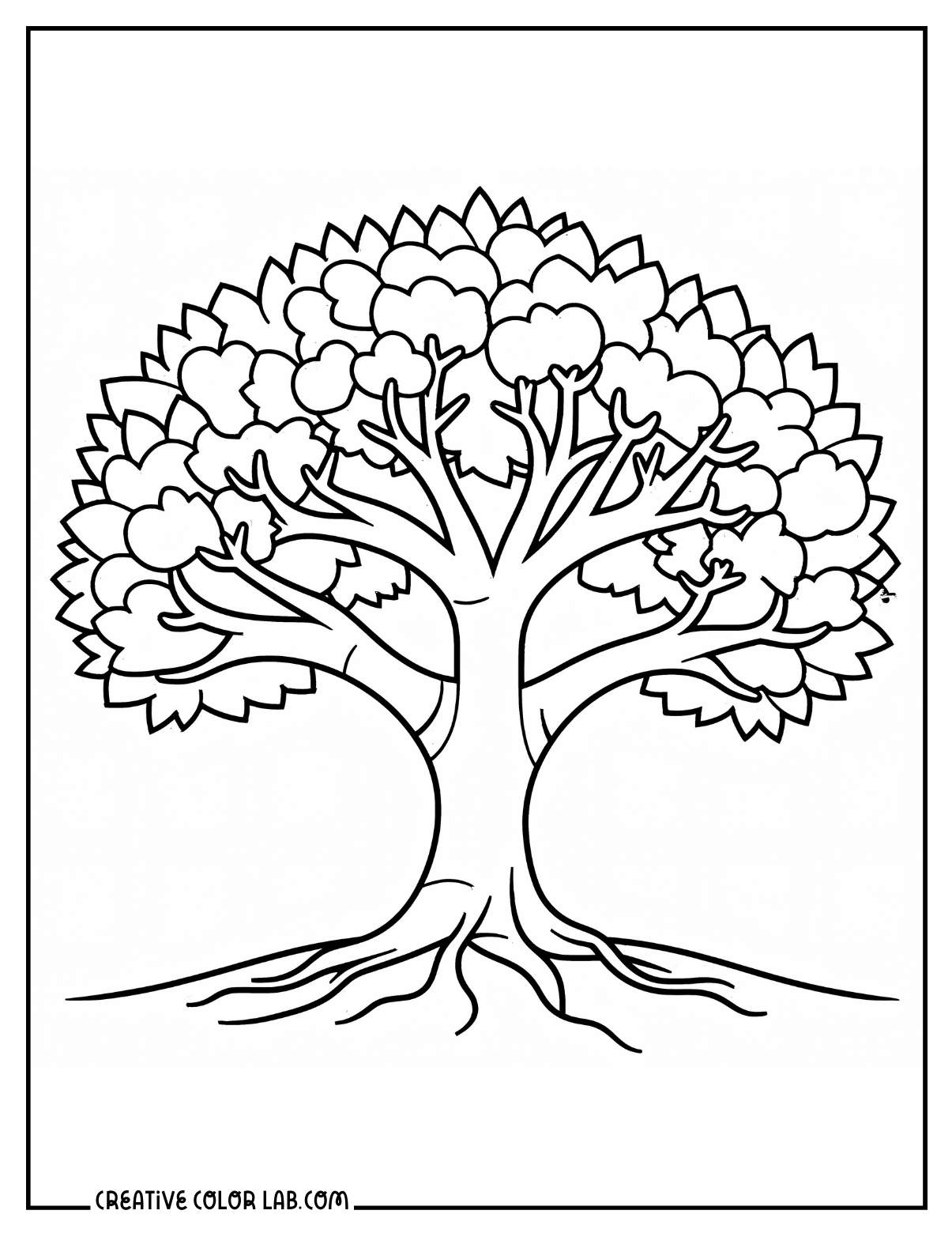Simple tree picture to color for kids.