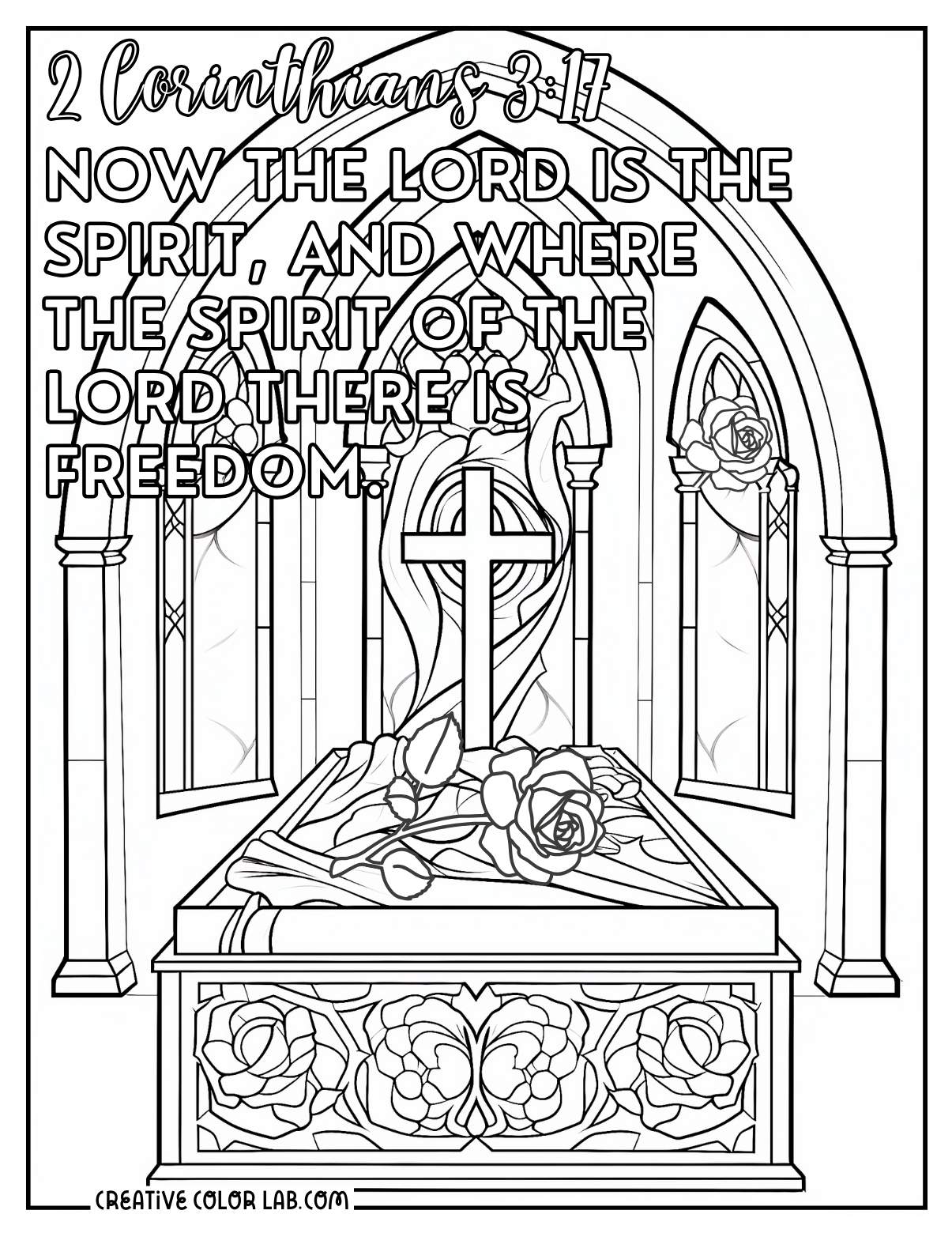 A spirit Christian halloween coloring page about 2 Corinthians 3:17.
