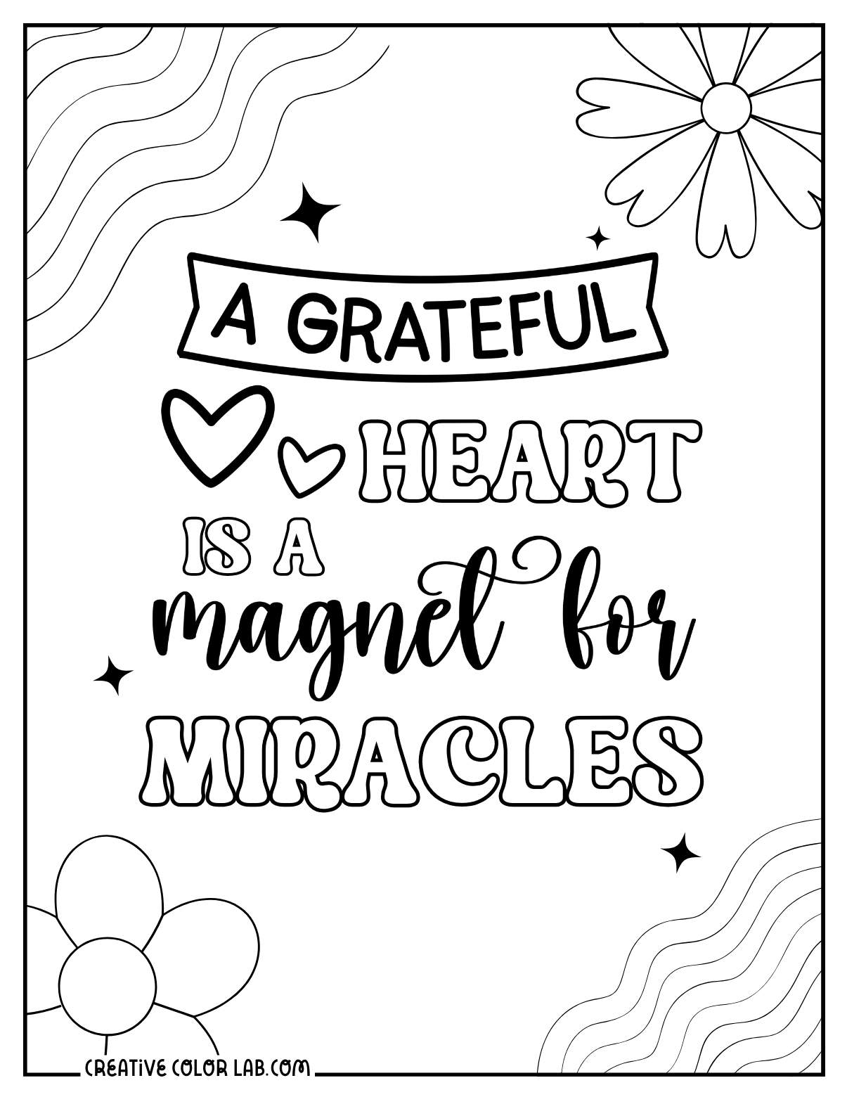 Spiritual affirmation coloring sheet doodles to color.