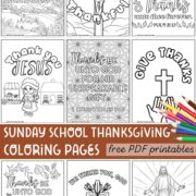 Collection of free Sunday school thanksgiving coloring pages to download.