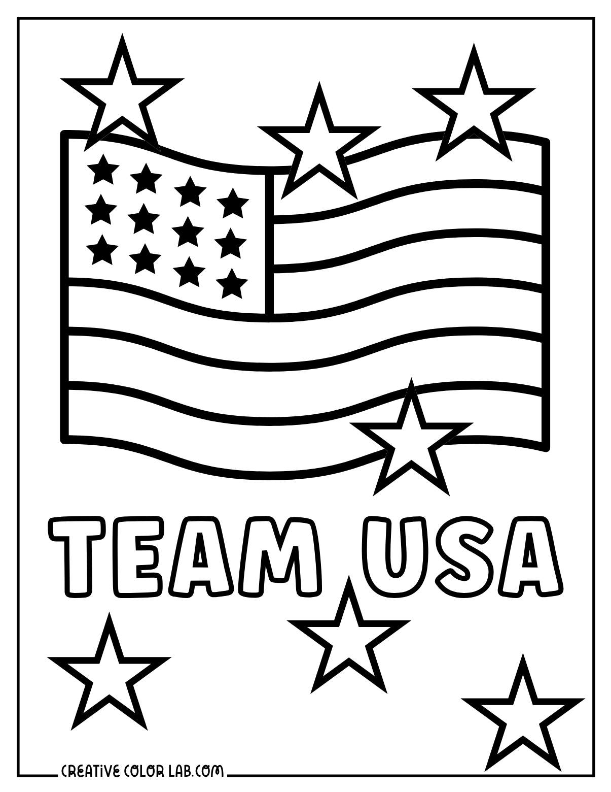 Team USA country flag coloring page.