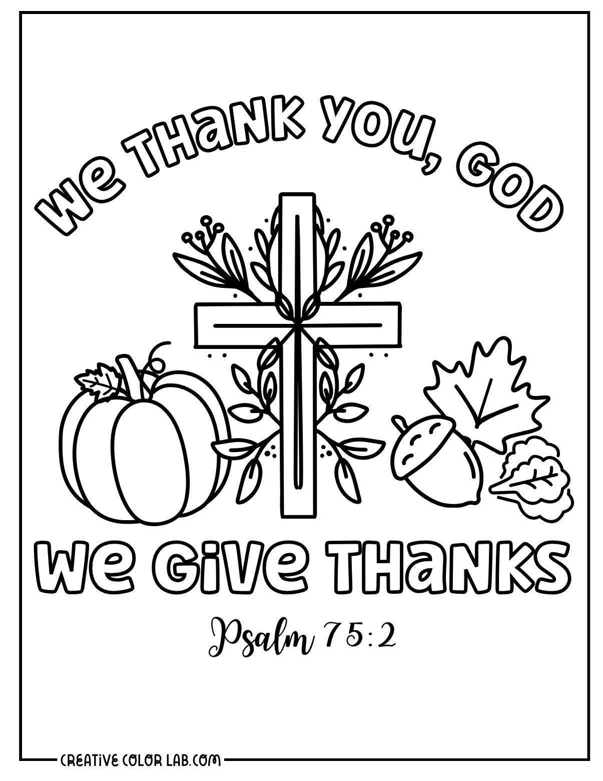 Psalm 75:2 thanksgiving Christian doodles to color for kids.