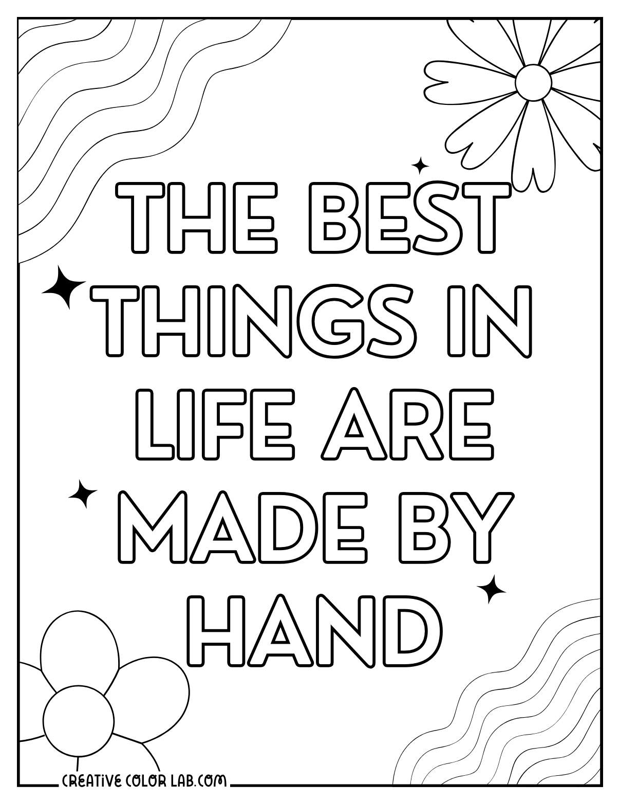 The best things in life are made by hand crochet quote coloring page.