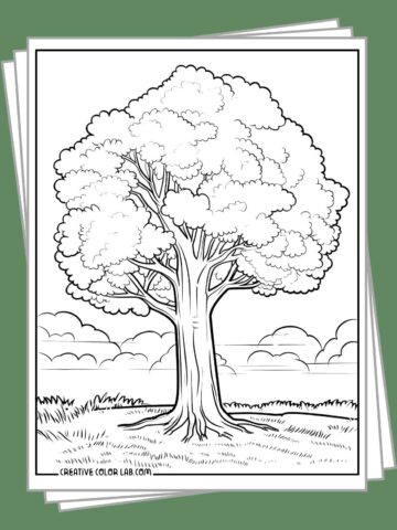 Free printable tree coloring pages.