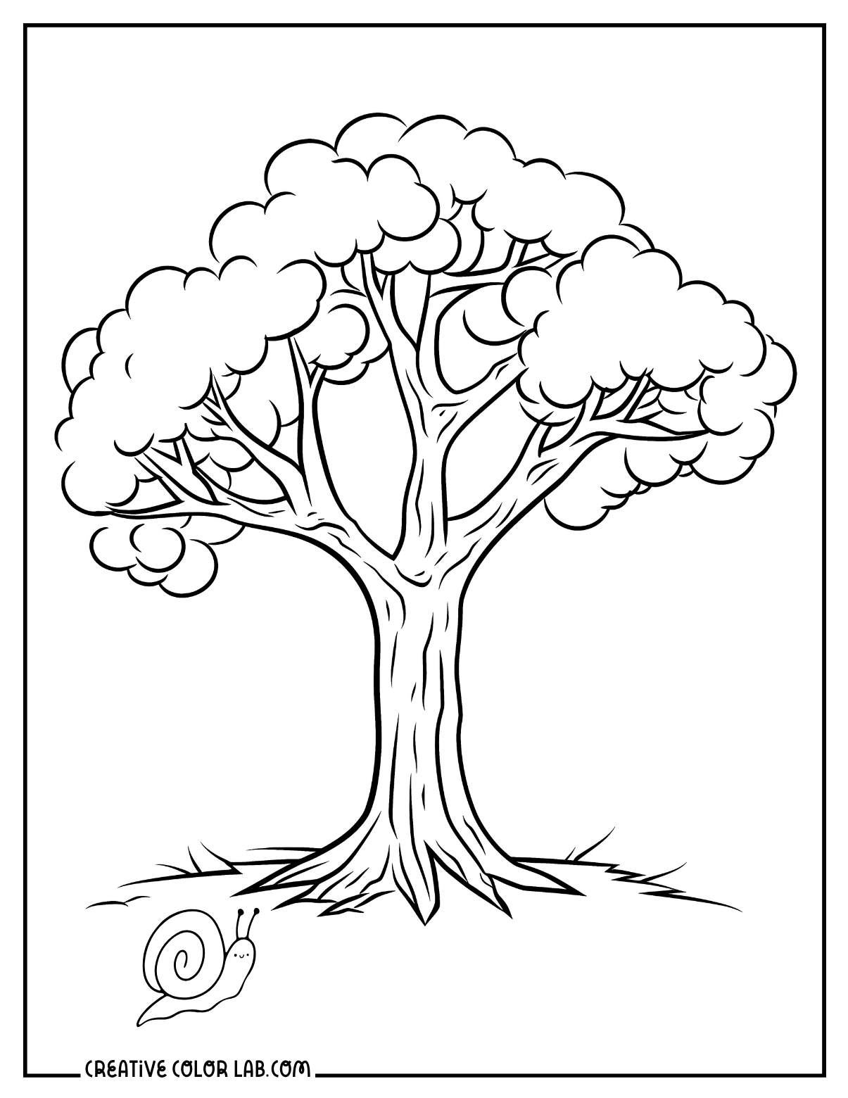 A simple tree coloring sheet for preschoolers.