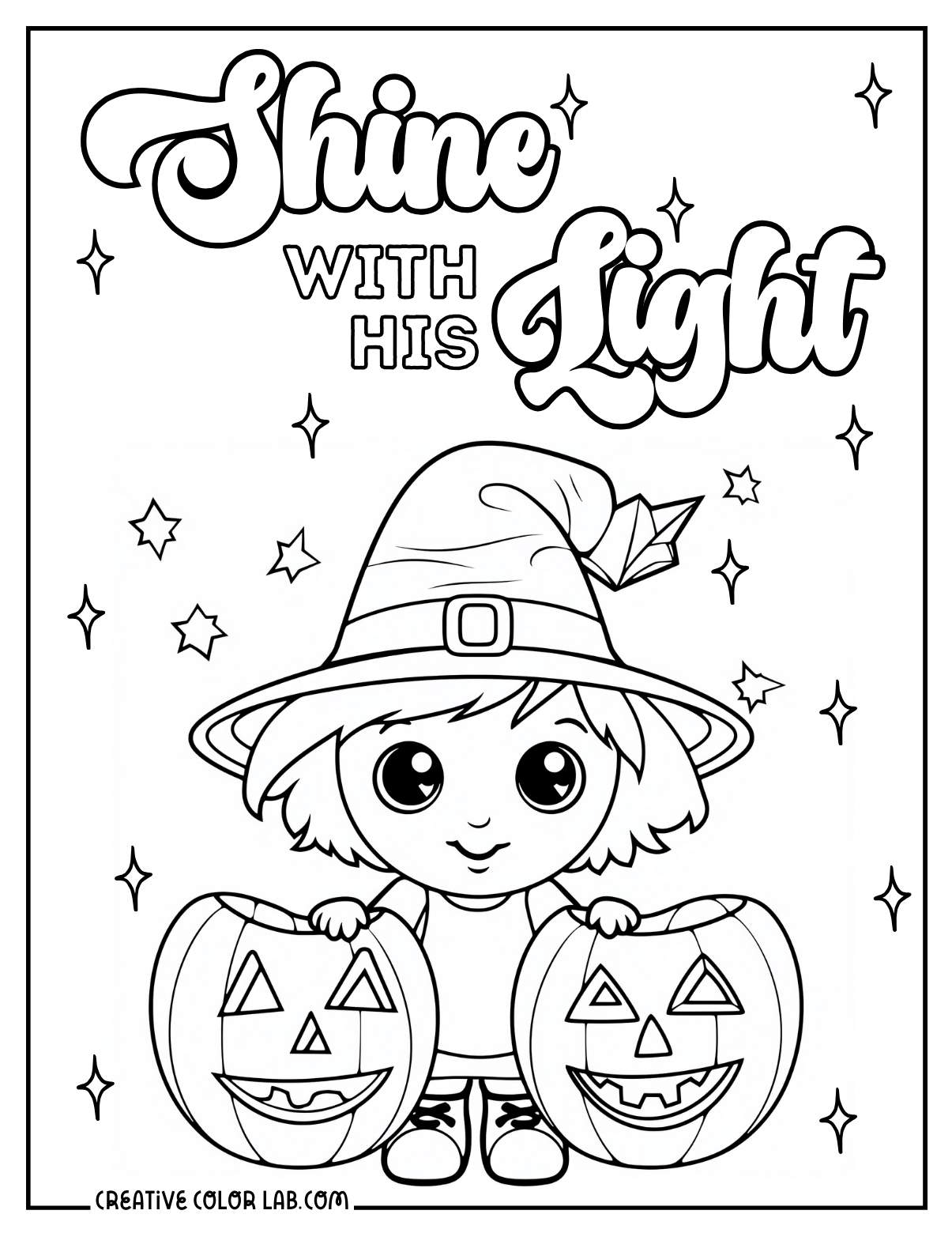 Trick or treat Christian halloween coloring page for kids.