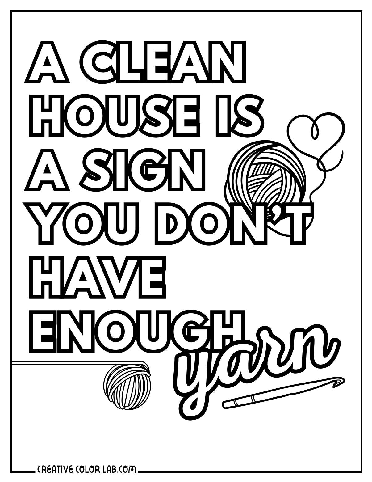 Yarn lover coloring page.