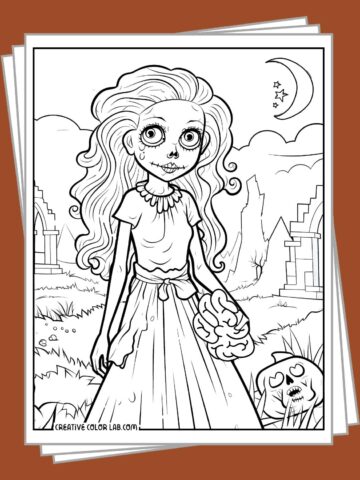 Printable zombie coloring pages to color.